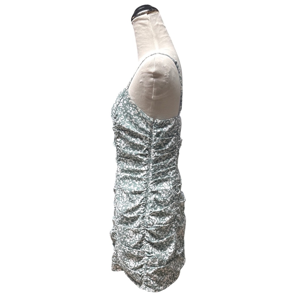 Abercrombie & Fitch Sage Green Floral Ruched Mini Bodycon Dress Small Sweetheart - Picture 5 of 8